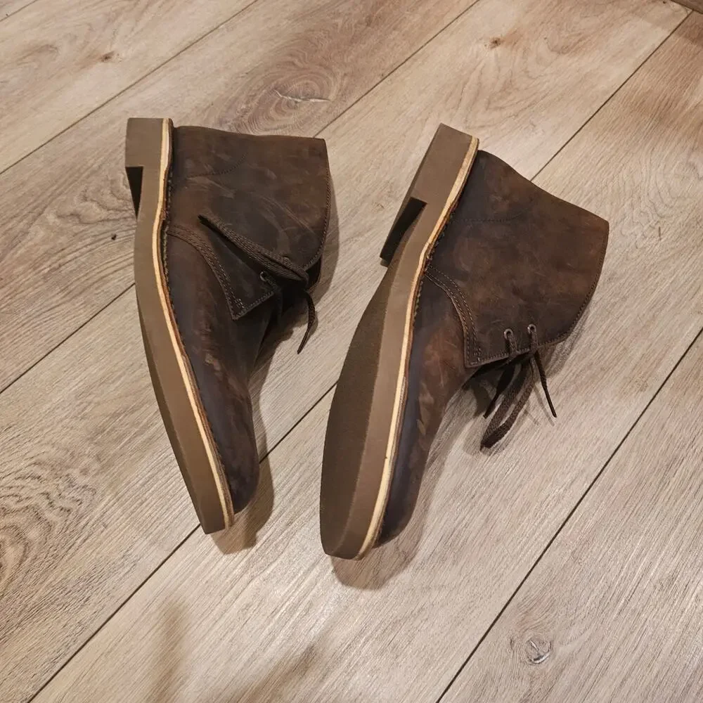 Clarks Bushacre Brown Leather 2-eye Chukka Boots Mens Size 12